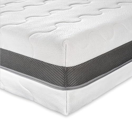 Sleepneo Kaltschaummatratze 90x200 Höhe 18cm Härtegrad H2 H3, ergonomisch 7 Zonen, Bezug mit Aloe Vera Veredelung 2in1 Matratze 90x200cm