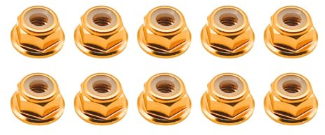 M4 Stoppmutter mit Flansch DIN6926 Gold - 10 Stück - rcbay | Aluminium Flanschmutter ohne Sperrverzahnung Bundmuttern