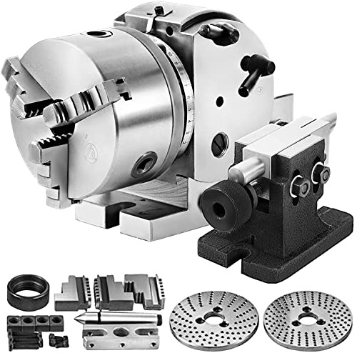 5 Inch Dividing Head Set with 3-Jaw Chuck - Precision Semi-Universal Dividing Head for Milling Machine, Rotary Table & Tailstock Milling Set - includes Indexing Head and Tailstocks - BS-0