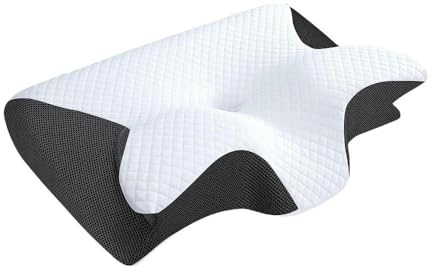SYLDMKJ Cuscino Memory Foam Cuscino Cervicale in Memory Foam Cuscino per Dolore al Collo, Cuscini di Supporto Sagomato, Cuscino per Collo-Nero