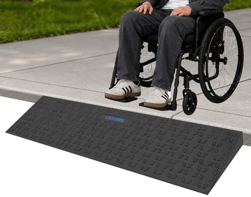 LIEKUMM Rampa de goma para umbral de puerta de 4,5 cm de altura, antideslizante con patrón de estrella polar, 650 kg de capacidad de carga, rampa para silla de ruedas para puertas, escalones