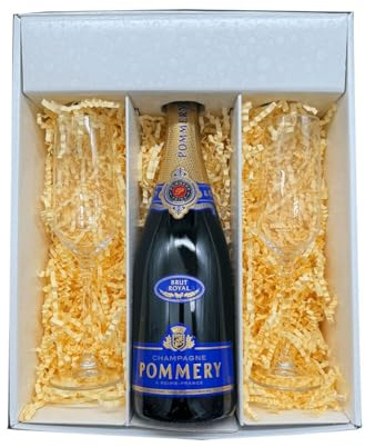 Coffret Blanc : Pommery – Champagne – Brut et 2 Flûtes « carr頻 – (1x75cl)