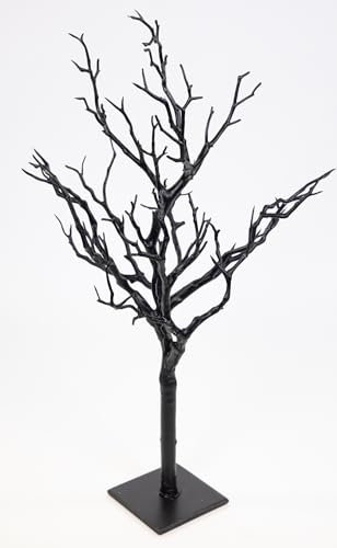 Dekoast/Dekozweig auf Metallfuß 45x24cm GA Kunstzweig Kunstast künstlicher Zweig Bumen Pflanzen (Schwarz)