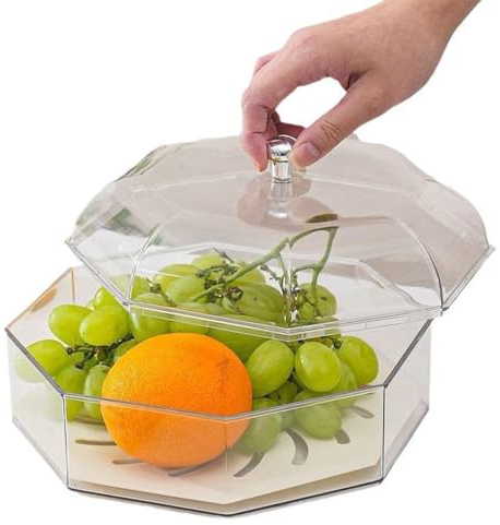 Corbeille à fruits, avec moustiquaire, anti-insectes, moderne, panier à fruits avec couvercle, couvercle contre les mouches des fruits, en plastique, panier à fruits décoratif vintage (A, panier à