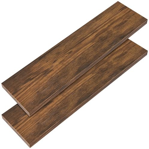 Casaria® 2X Wandregal Holz Dunkle Eiche Regal mit Halterung 15kg Tragkraft Hängeregal Küche Wohnzimmer Flur Wand Schweberegal Bücherregal Regalbrett Schwebend 90cm
