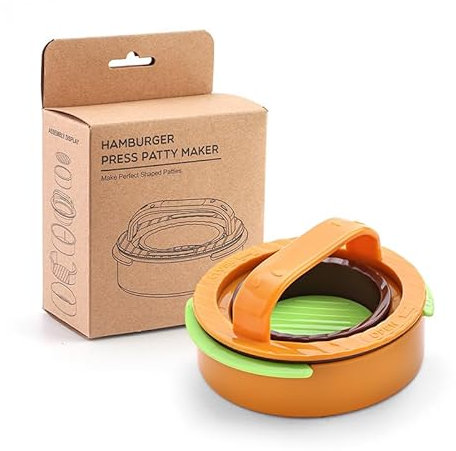 Presse à hamburger – Presse à hamburger 6 en 1 antiadhésive, moule à steak avec poignée en ABS pour créer de délicieux hamburgers, cheeseburgers et barbecue (couleur hamburger)