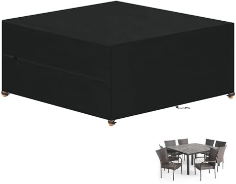 VANSHEIM Garden Furniture Covers Waterproof,Outdoor Furniture Covers for Outside Table Cover,Anti-UV 420D Oxford Outdoor Table Cover for Garden Furniture,Table and Chair,Rattan Sofa 250x250x90cm