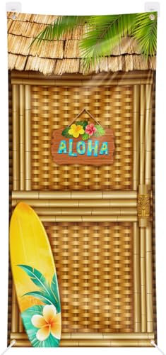 Bannière Photobooth Aloha Thème Hawaïen 90x200cm Accessoire Banderole pour Fête Mariage Anniversaire Luau Tiki Décoration de Porte Fenêtre