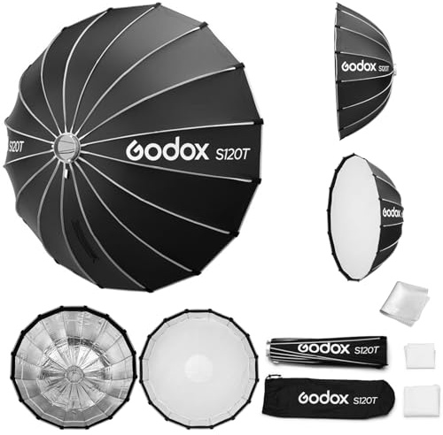 Godox Softbox Godox S120T 120cm/47.3in Quick Release Umbrella Softbox, Bowens Mount with Removable Front and Inner Diffusers for Photography, Live Streaming and Travel