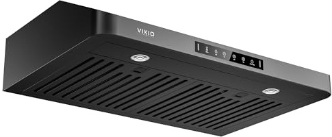 VIKIO HOME Range Hood 30 Inch Under Cabinet, Black Stainless Steel Range Hood With 980 CFM, Three-Speed Gesture & Touch Control, Kitchen Hood With Widened Filter Baffle,Easy Clean Coating,G10 Light