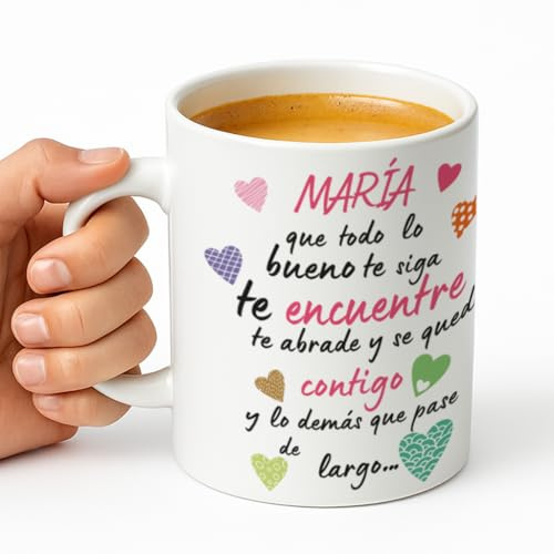 Xusilimo Taza Personalizada de Cerámica 350 ml. Tazas Originales para Regalar Regalo Único para Cumpleaños, Navidad, Día del Padre, Día de la Madre (Que todo lo bueno te siga)