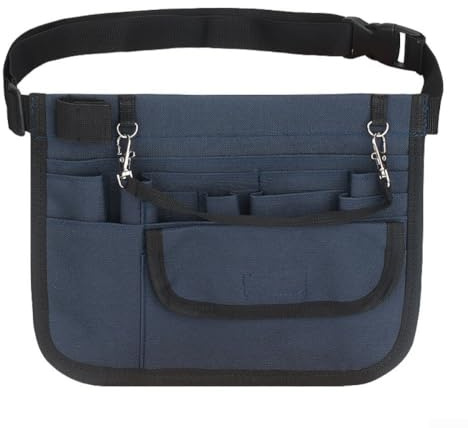 Marsupio da infermiera, organizer per vita, cintura regolabile, cintura per attrezzi da infermiera, cintura per stetoscopi, forbici per bendaggi e altri oggetti, nero (blu)