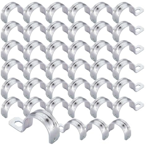 CZAKOMIX 40 Pièces Collier Durite, Colliers de Serrage en U à Trou Unique, Collier de Serrage Métallique, Collier de Serrage en U, Fixation Pour Fixation Tubes et Câbles (Ø 18 mm, Argent, 1/2)