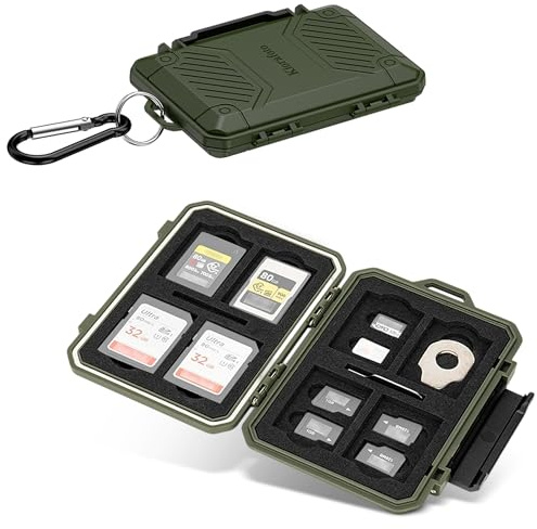 Funda para 18 tarjetas SD y CF, color verde