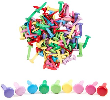 200 Bunte Rundkopf-Klammern, Bunte Rundkopf-Musterklammern, Wiederverwendbare Rundkopf-Klammern, ideal für DIY-Handwerk, Scrapbooking & Büro