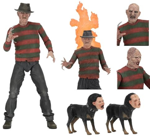 Jiumaocleu Freddy Krueger actionfigur, samlarobjekt Freddy Krueger figur PVC modell rörliga fogar med tillbehör födelsedagspresent julfigur 18 cm