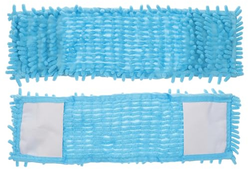 ibasenice 2 pièces Housses de Serpillière Microfibre Absorbantes Lot de Recharges Balai Franges Nettoyage pour Sols et Coins Lavables et Durables Bleu