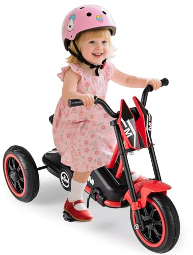 COSTWAY Triciclo para Niños, Bicicleta para Niños de 3 Ruedas con Pedales, Adelante y Atrás, Manillar de Dirección, Coche de Pedales para Niños de 3+ Años, 79 x 43 x 51 cm (Rojo)