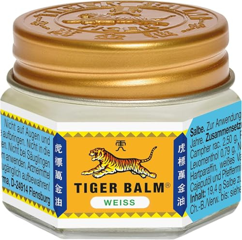 Balsamo di tigre rosso 21 g Unguento - Balsamo ayurvedico per dolori muscolari | Per il sollievo da dolori articolari, alla schiena con adesivo Kajal (Bianco)