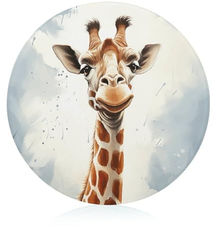 Glass Cutting Board,Clever Giraffe Printed Worktop Protectors- Durable- Scratch-Resistant, Heat-Proof