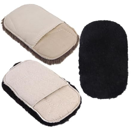 GALPADA Brosse Cirage en Peluche Marron 3pcs, Moufles Larges et Épais pour Entretien Cuir, pour Vestes et Paquet en Cuir et Après Voyage Couleur Aléatoire