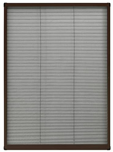 -Plissee für Fenster Aluminium Braun 80x120 cm mit Fiberglas-Maschennetz, abnehmbar, waschbar, ohne Bohren, ideal für Dachfenster, Balkon- und Terrassentür, Mückenschutz