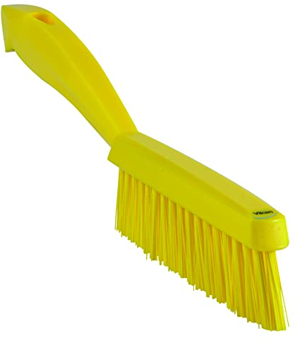 Vikan 41956 Slim, Stiff Bristles, Washing / Sweeping, Hand Brush, Fabric, Upholstery, Carpet, 300mm (Yellow)