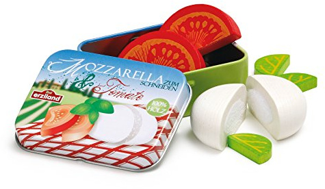Erzi 17045 Mozzarella und Tomate aus Holz in der Dose, Kaufladenartikel für Kinder, Rollenspiele | für Kinder, Kaufmannsladen, Rollenspiele, Kreative Spielwelten gestalten