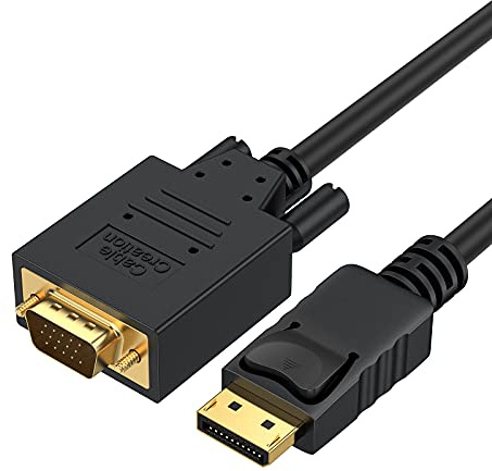 CableCreation Displayport to VGA Cable 6FT, Displayport to VGA Adapter Gold Plated 1080P@60Hz, Standard DP Male to VGA Male Cable, Compatible with Laptop, PC, TV, Projector, Black