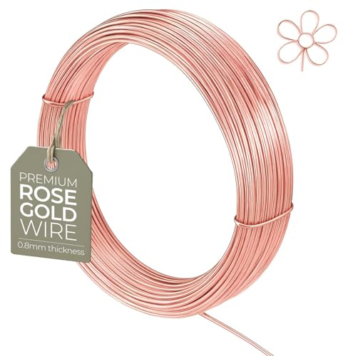 0,8 mm (20 gauge) x 6 m roséguld, icke-fläckig hantverkstråd för smycken, trådförpackning, skulptering, hobbyhantverk, trådmodellering