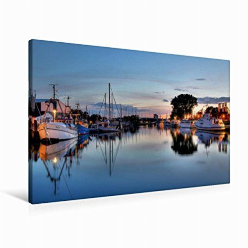 Premium Textil-Leinwand 90 x 60 cm Quer-Format Hafen Niendorf | Wandbild, HD-Bild auf Keilrahmen, Fertigbild auf hochwertigem Vlies, Leinwanddruck von Joachim Hasche