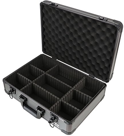 HMF 14502-02 Alu Transportkoffer, Aufbewahrungskoffer, Kamerakoffer, individuelle Facheinteilung, 46 x 15 x 33 cm