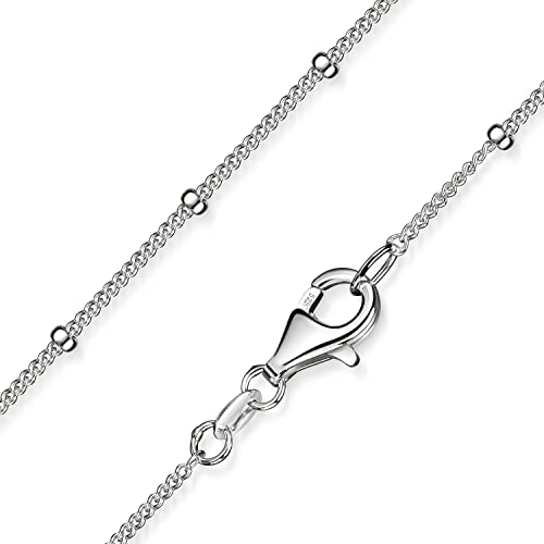 Materia Damen Kugel Panzerkette 1mm Collier 925 Sterling Silber K80-40cm