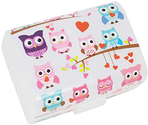 com-four® Lunch Box Gufi - Box Pranzo con 3 Scomparti - Box Porta-Merenda per Scuola e Tempo Libero - 17 x 13 x 10 cm (001 pezzi - gufi)