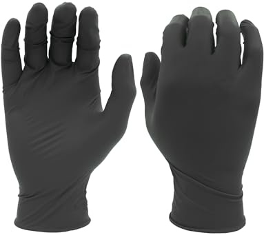 SHOWA 6112PF, Nitrile - Multipurpose, Powder Free, Food Approved, Single Use Gloves, Black, Box of 100 Gloves, Size X-Large