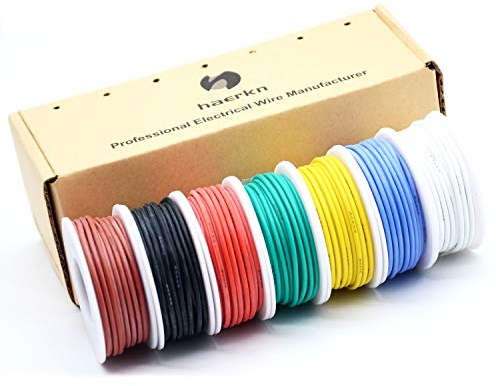 22awg 0.3mm² Silicone Electrical wire Cable 7 Colors (8Meters/26.3ft each) 22 gauge HookUp wires electronics kit stranded Tinned Copper wire Flexible and soft for DIY