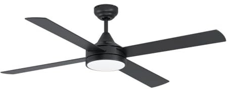 EGLO Deckenventilator TRINIDAD, 4 Flügel Ventilator mit Licht, schwarz, Wendeflügel aus MDF in Schwarz oder Eiche, Fernbedienung, Sommer Winter Betrieb, warmweiß–kaltweiß, dimmbar, Ø 122cm