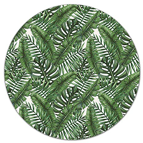 Coloray Glass Chopping Board Worktop Saver ⌀ 15.8 inch/fi 40cm Tempered Safety Glass Cutting Board Splashback for Kitchen Protection - Tropical Leaves Jungle Monstera