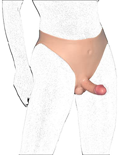 Silicone Strap-on Panty Dildo Size S-M - Realistic Penis with Testicles - Soft Sex Briefs for Pegging, Anal & Vaginal, Skin-Tight, Realistic Texture