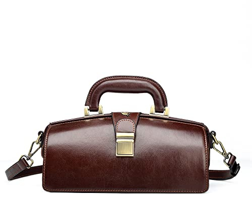 Erivis genuine leather handbag cowhide doctor bag brown shoulder bag buckle women's bag