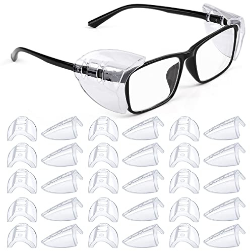 MELASA 15 Pairs Eye Glasses Side Shields, Flexible Slip on Side Shields for Safety Glasses Fits Small to Medium Eyeglasses