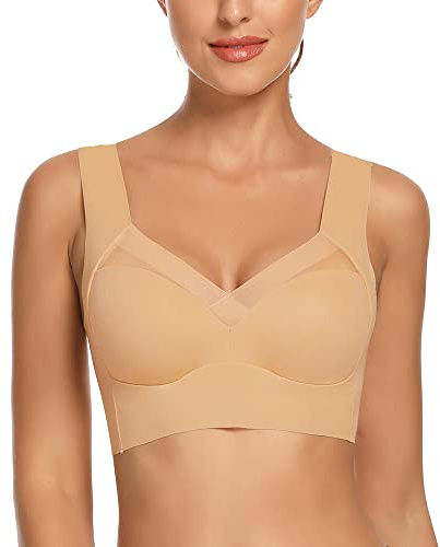WOWENY Damen Komfort BHS Ohne Bügel Zero Feel Bralette für Frauen, Weich und Bequem T Shirt Schlaf BH Gepolstert