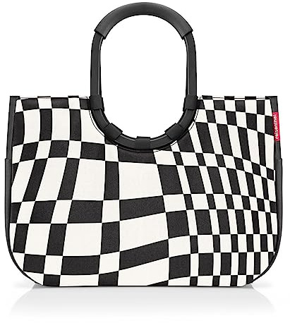 reisenthel loopshopper L frame op-art - Stabile Tasche mit praktischen Fächern aus recycelten PET-Flaschen - Charmantes und wasserabweisendes Design