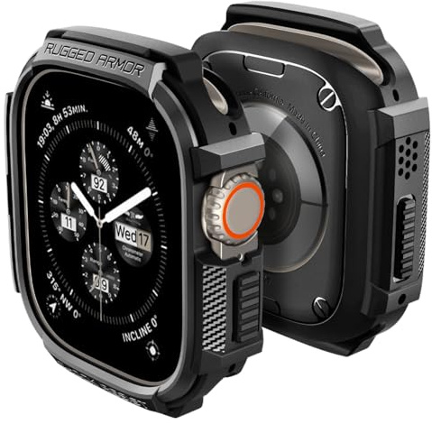 Spigen Rugged Armor Hülle Kompatibel mit Apple Watch Ultra 3 (2025) / 2 (2023) / 1 (2022) 49mm - Matt Schwarz