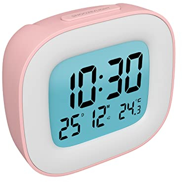 HOMVILLA Sveglia da Comodino a Pile con Visualizzazione della Temperatura, Funzione Snooze e Retroilluminazione per Viaggi, Camera da Letto (2 Batterie AAA Incluse)