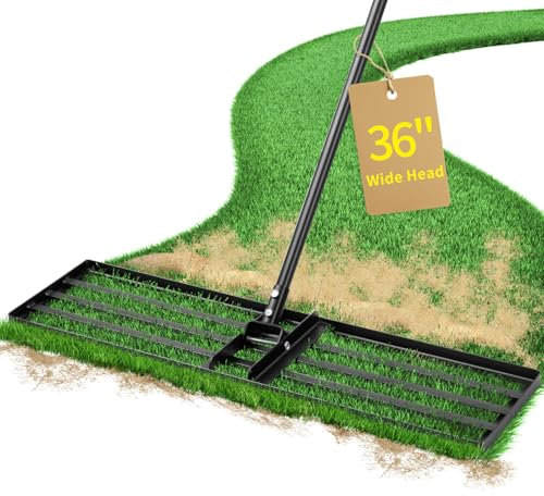 Jardineer Rasen-Nivellierrechen 91,4 cm mit 183,9 cm langem Griff, Hof-Nivellierrechen für Grasboden, Rasen-Nivellierer, strapazierfähig, Bodenschmutz-Nivellierer für Hof