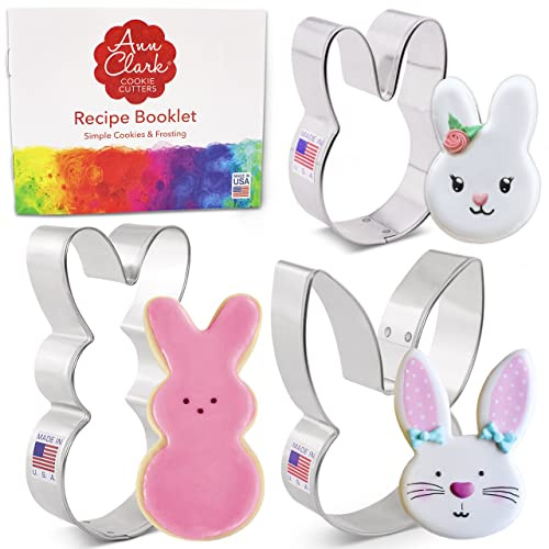 Ann Clark Easter Bunny Cookie Cutters 3-Pc. Set, Made in USA | Includes Easter Bunny Head, Rabbit, and Baby Bunny Head