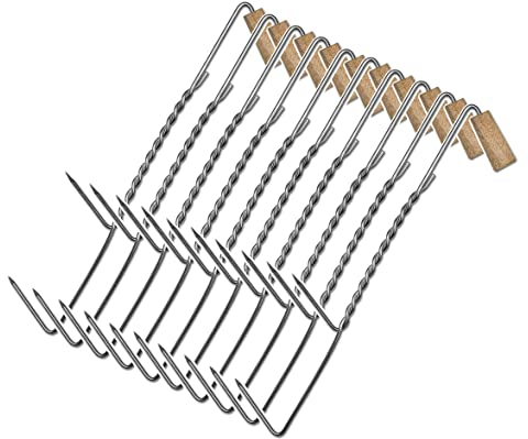 10 Stück Räucherhaken Holzgriff Doppelspitze 18,5cm Räuchern Smoking Hooks Fisch