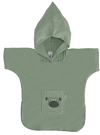 Sterntaler Unisex Kinder Poncho Affe Albert, Baumwollmusselin, mit Kapuze und Fronttasche, ideal für Pool und Strand, Grün
