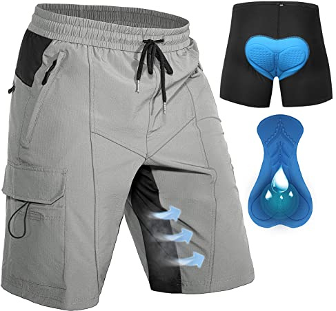 Hiauspor MTB Radlerhose Herren Fahrrad Polster 5 Taschen LimetteWeiß XL